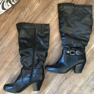Black Leather Knee-High Boots